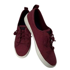 SPERRY | Women's Burgundy Striped Canvas Crest Vibe Sneaker Sz 7.5